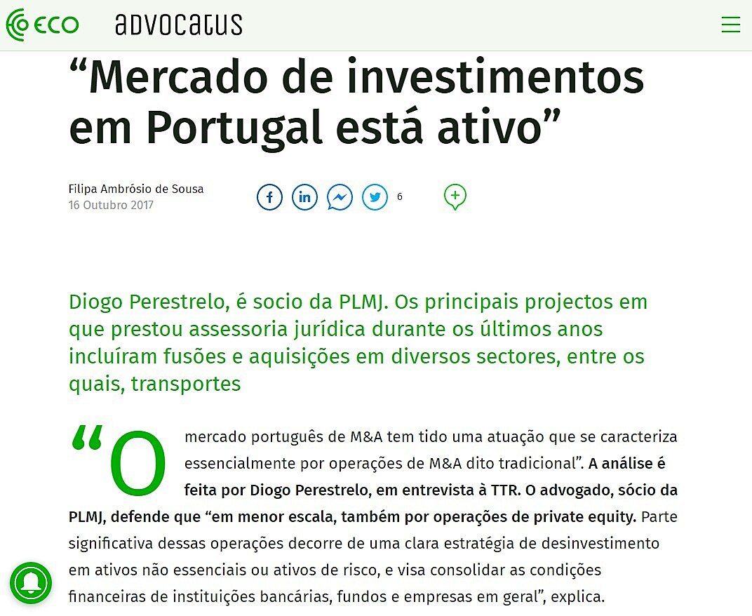 Mercado de investimentos em Portugal est ativo